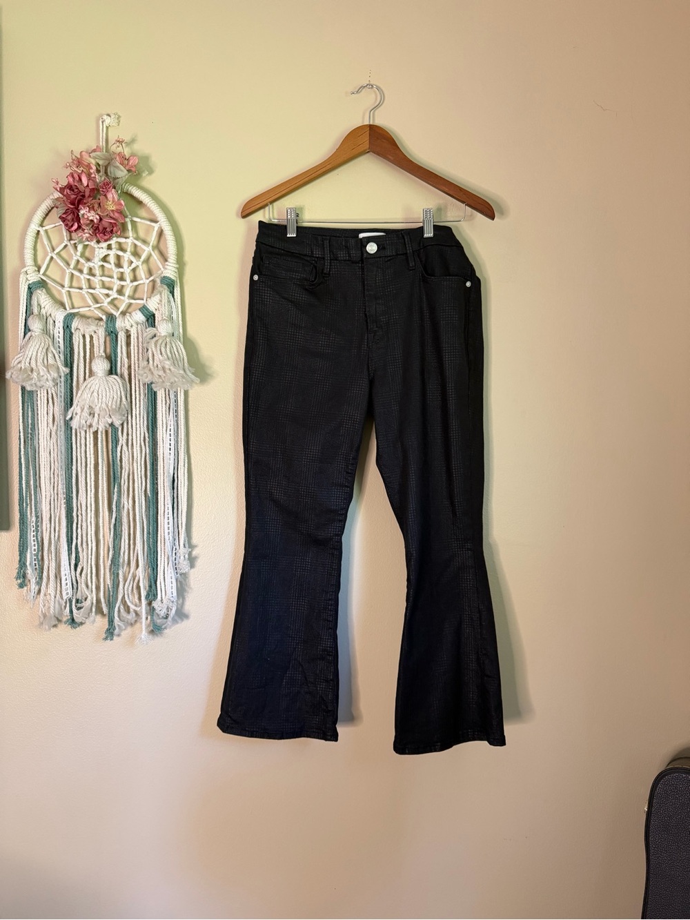 Frame Le Crop Mini Boot Denim Jeans Black Size 31